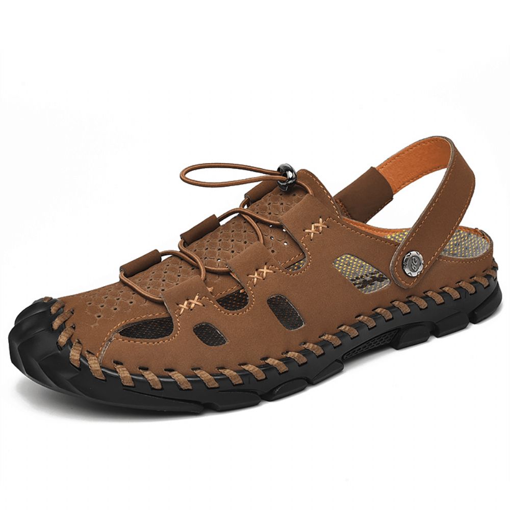 Heren Outdoor Antislip Zachte Comfortabele Handstiksels Strandsandalen