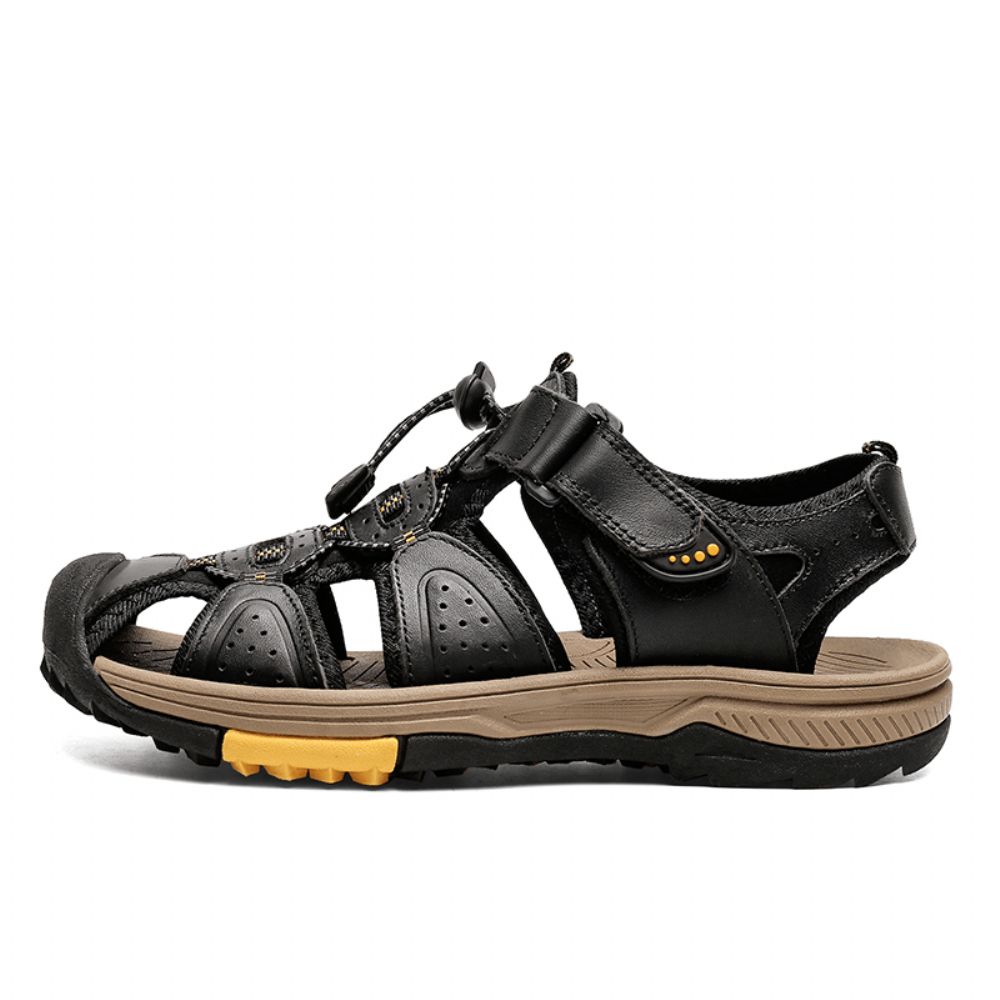 Heren Rundleder Antislip Gesloten Teen Strand Casual Outdoor Sandalen