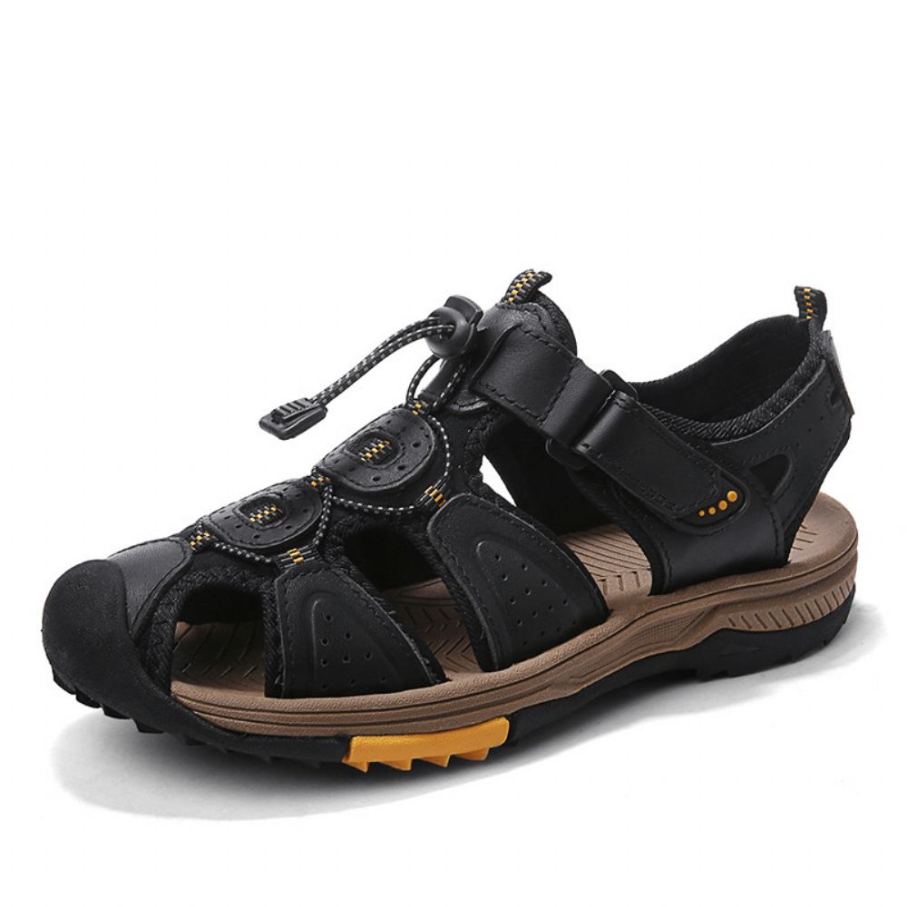 Heren Rundleder Antislip Gesloten Teen Strand Casual Outdoor Sandalen