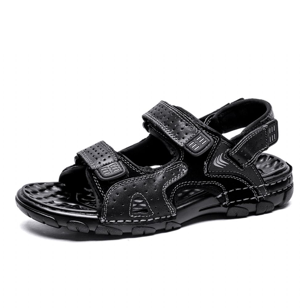 Heren Zomer Outdoor Comfortabele Rundleer Antislip Haak Loop Strand Sandalen