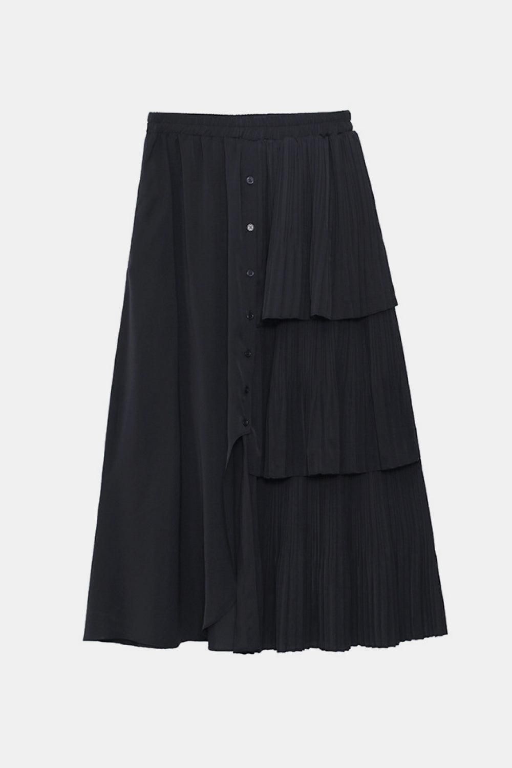 Asymmetrische Button-Down Gelaagde Maxi-Rok