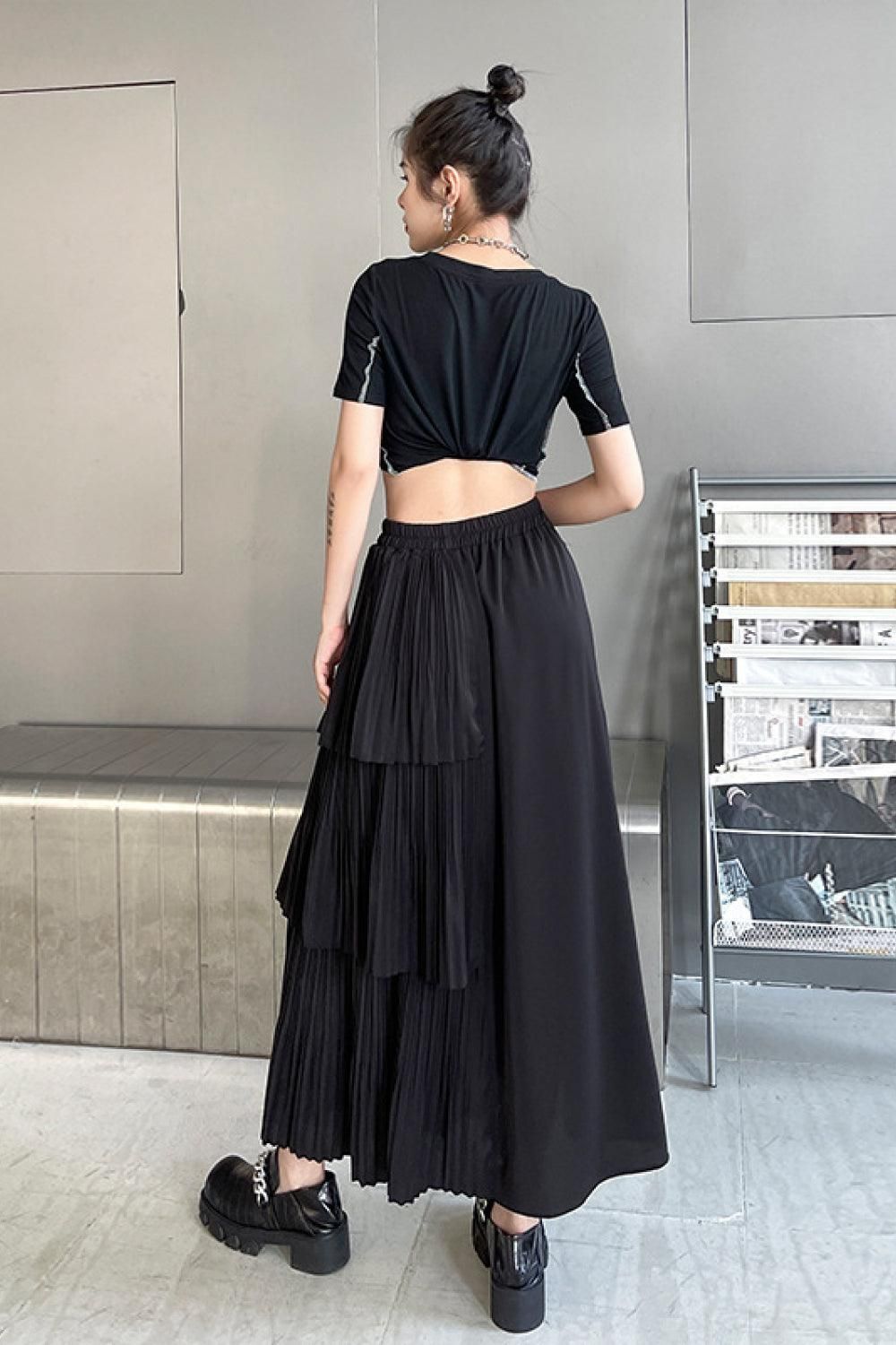 Asymmetrische Button-Down Gelaagde Maxi-Rok