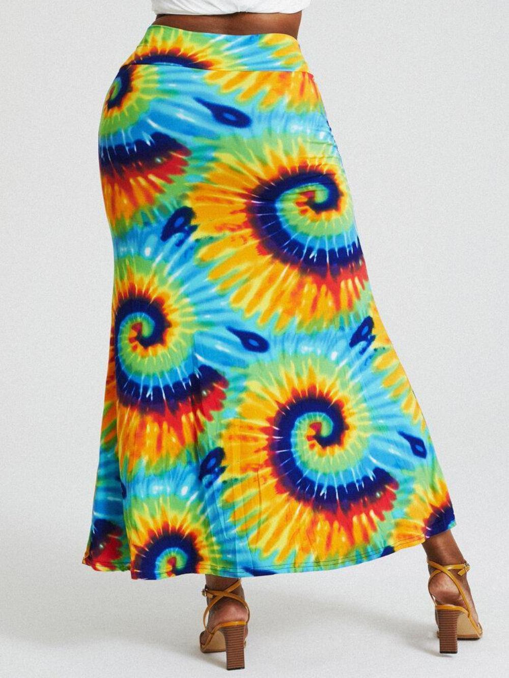 Bohemen Tie Dye Print Hoge Taille Billen Bodycon Lange Rok