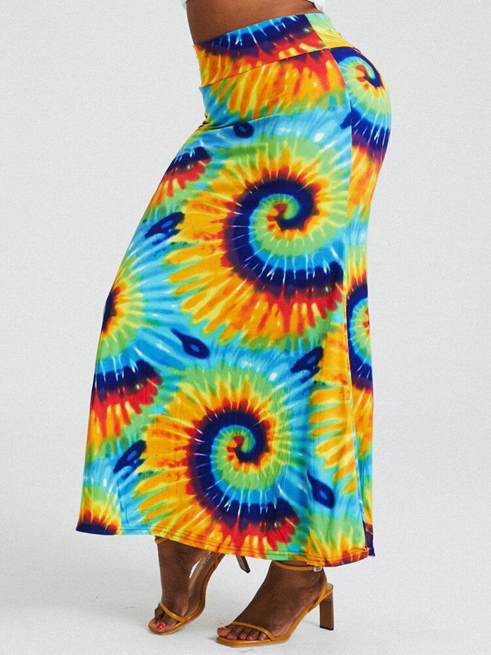 Bohemen Tie Dye Print Hoge Taille Billen Bodycon Lange Rok