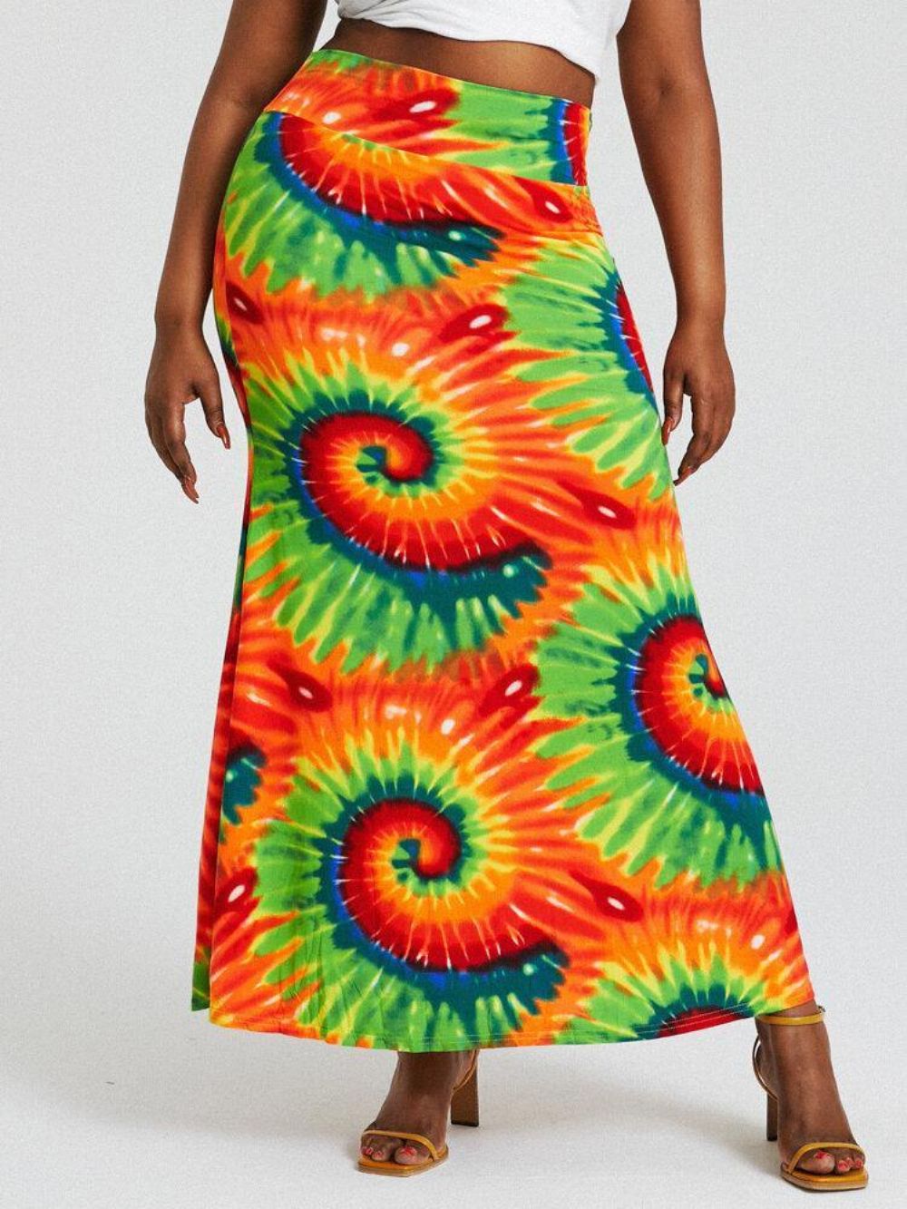 Bohemen Tie Dye Print Hoge Taille Billen Bodycon Lange Rok