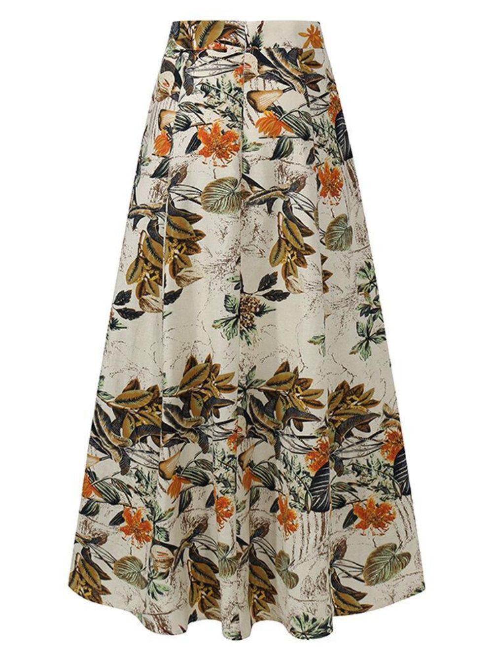 Dames 100% Katoenen Plant Bloemenprint Hoge Taille Bohemen Maxi Rokken