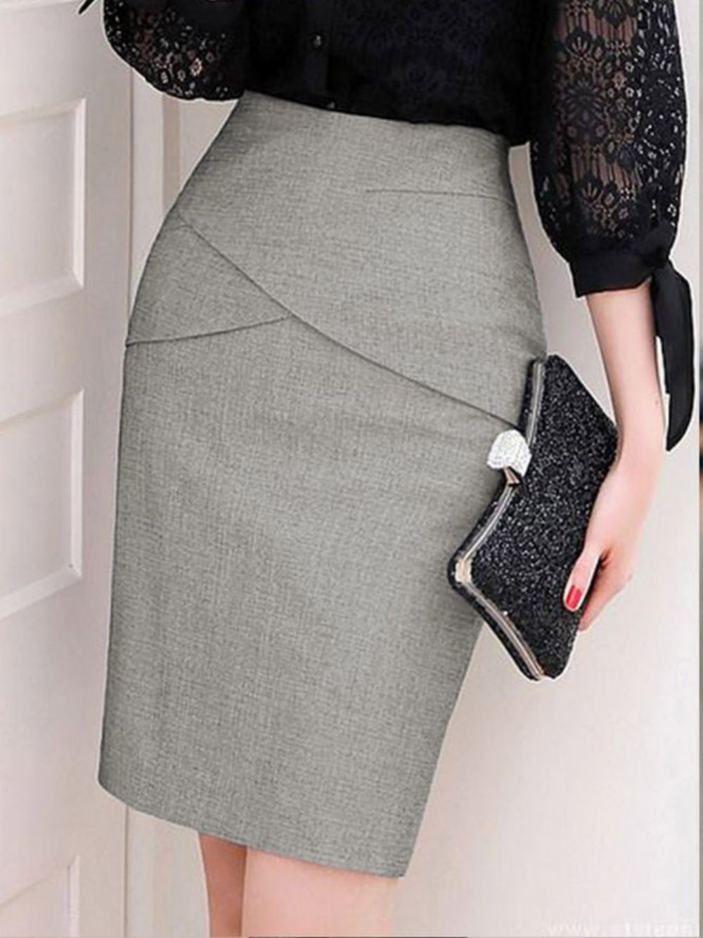 Elegant Werk Regular Fit Effen Rok