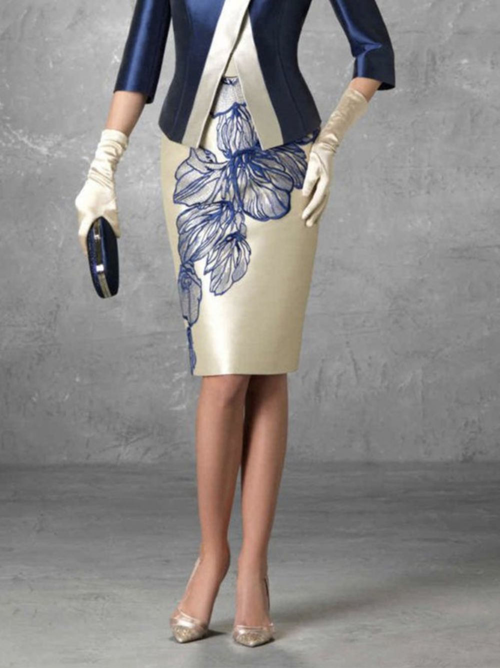 Elegante Bloemen Strakke Rok