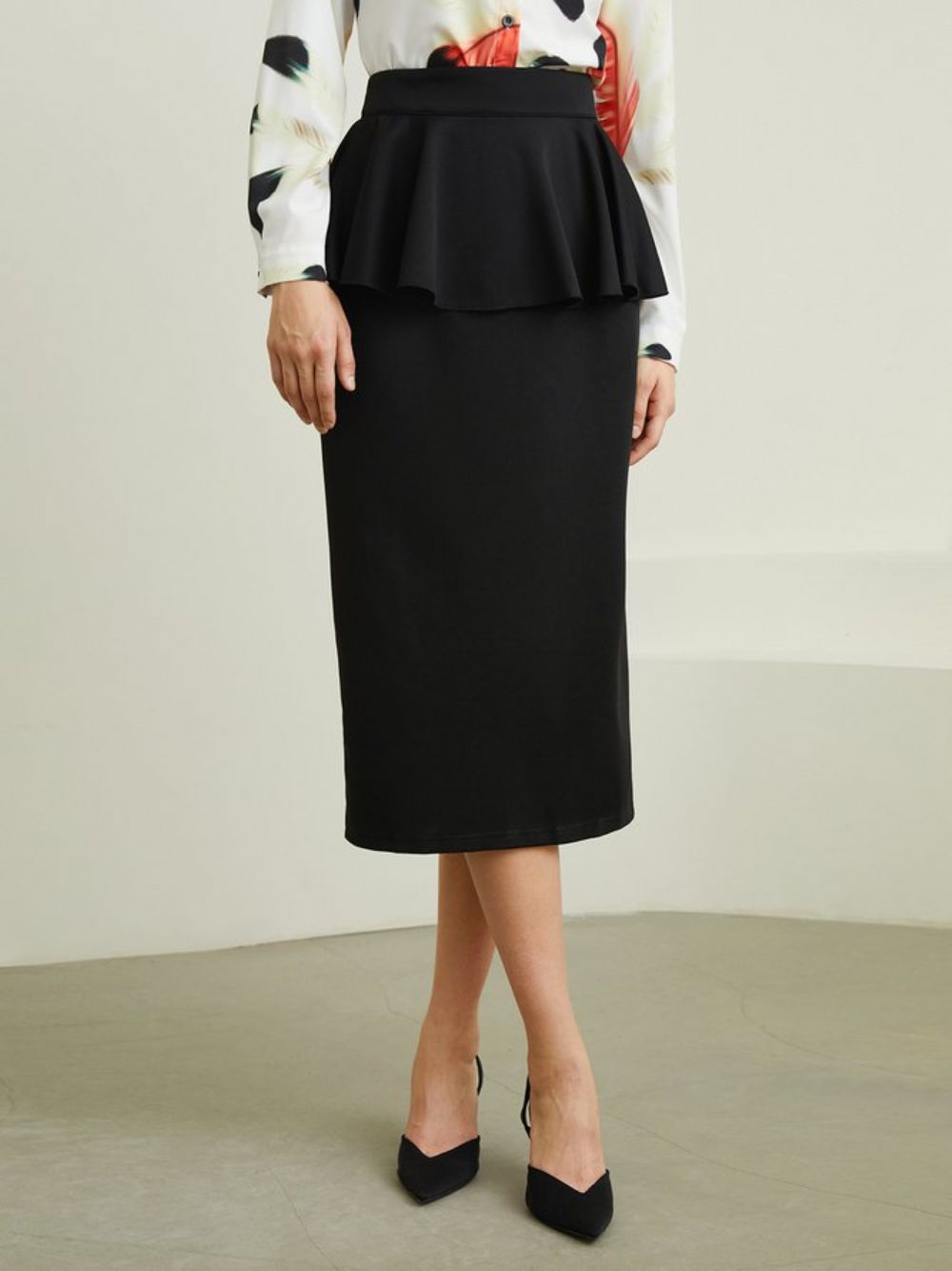 Elegante Strakke Midi-Rok Met Hoge Taille