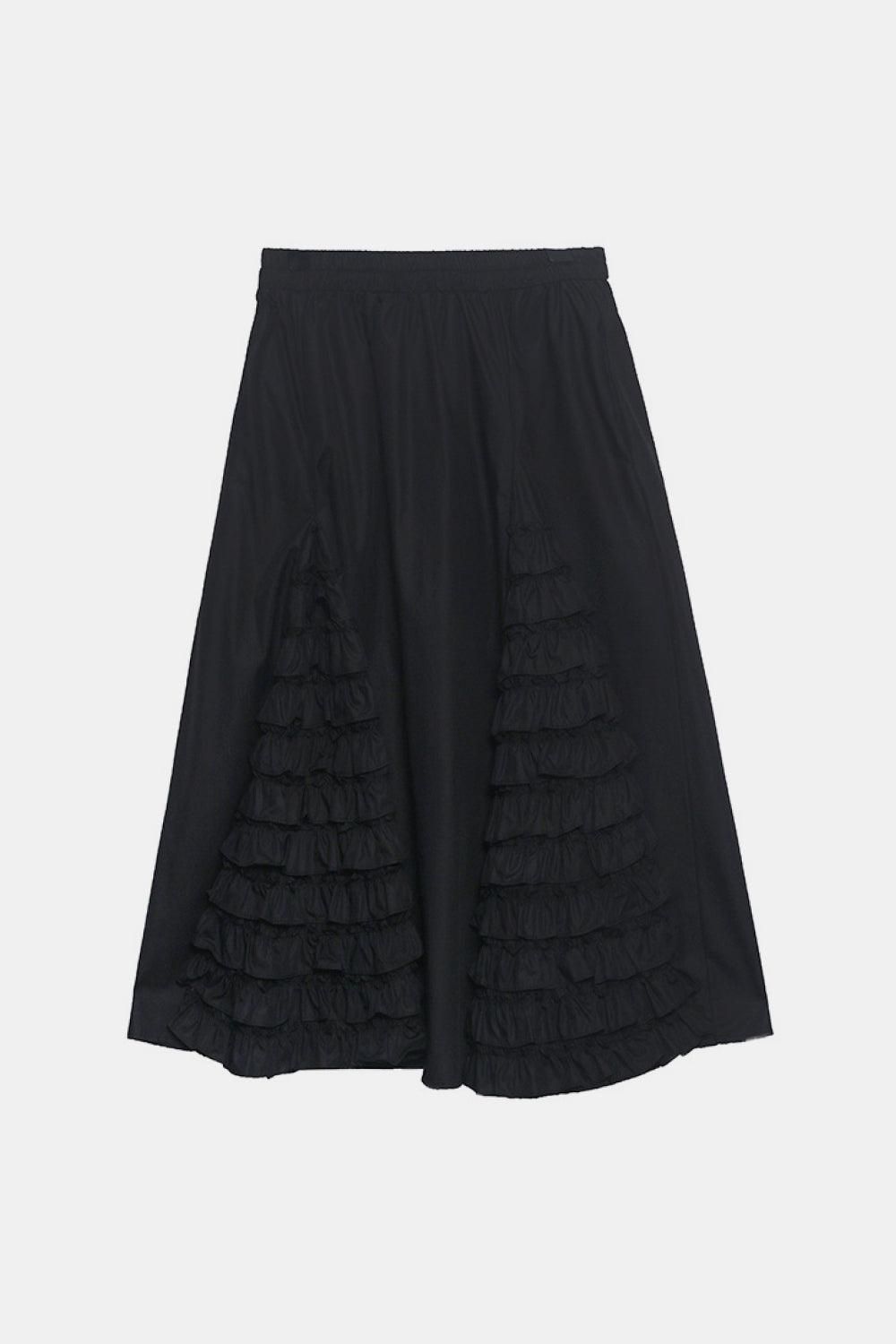 Gelaagde Ruffle Elastische Taille Rok Met Zakken