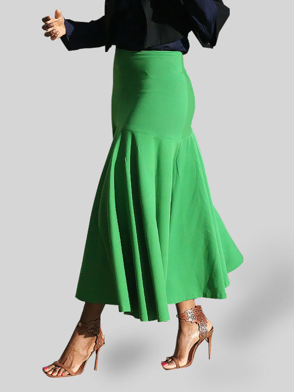 Groene Effen Rok Met Hoge Elasticiteit X-Line Regular Fit