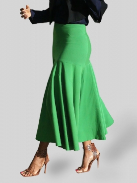 Groene Effen Rok Met Hoge Elasticiteit X-Line Regular Fit