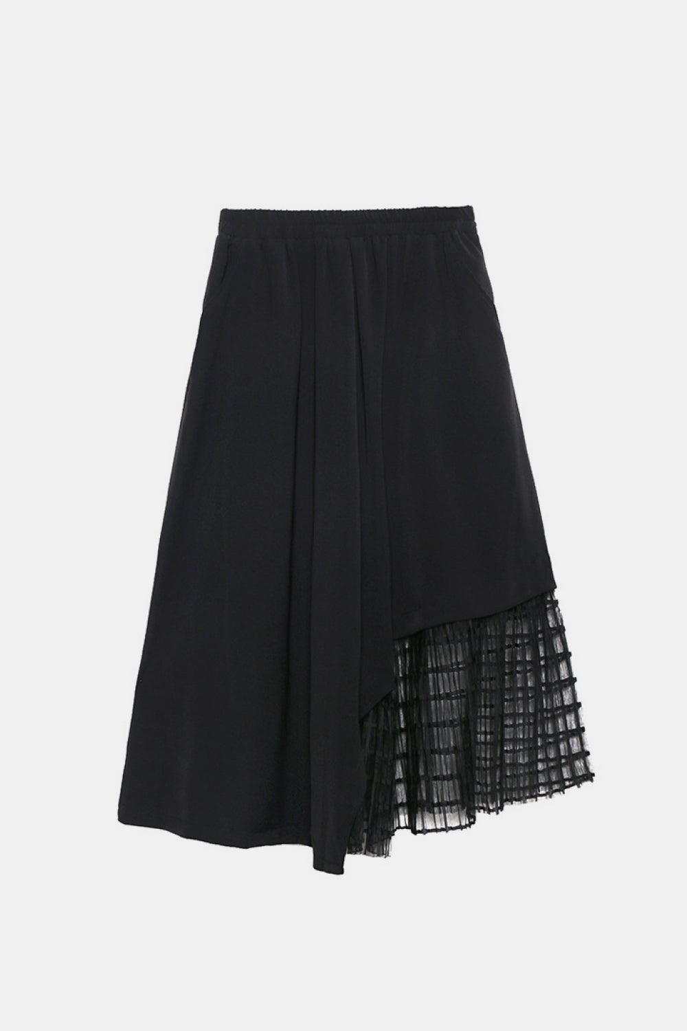 Mesh Gesplitste Elastische Taille Rok Met Zakken