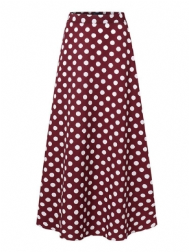 Polka Dot Print Hoge Taille Zijrits Elegante Losse Maxi-Rokken