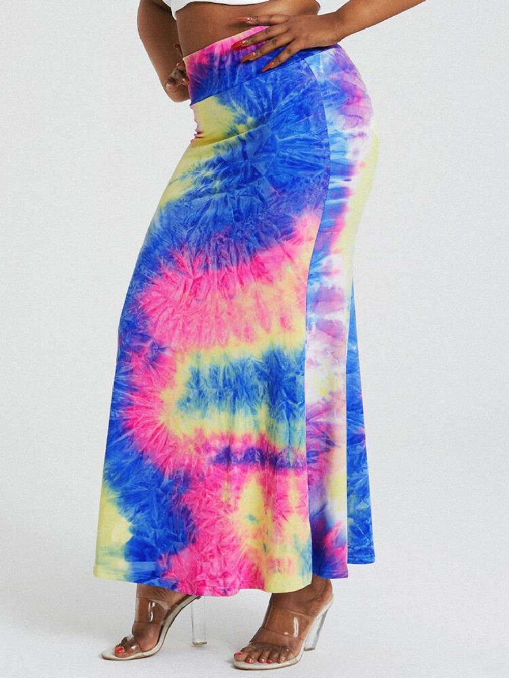 Tie Dye Print Hoge Taille Billen Bodycon Lange Rok