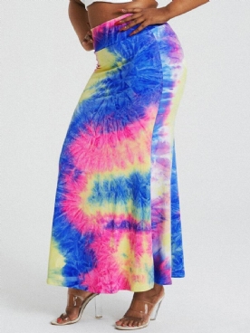 Tie Dye Print Hoge Taille Billen Bodycon Lange Rok