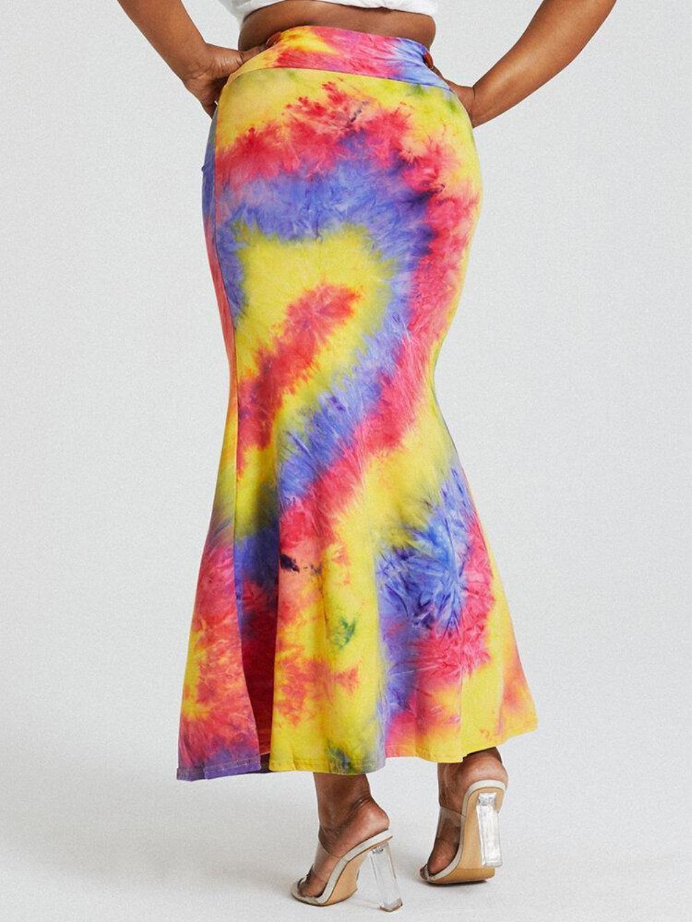 Tie Dye Print Hoge Taille Billen Bodycon Lange Rok