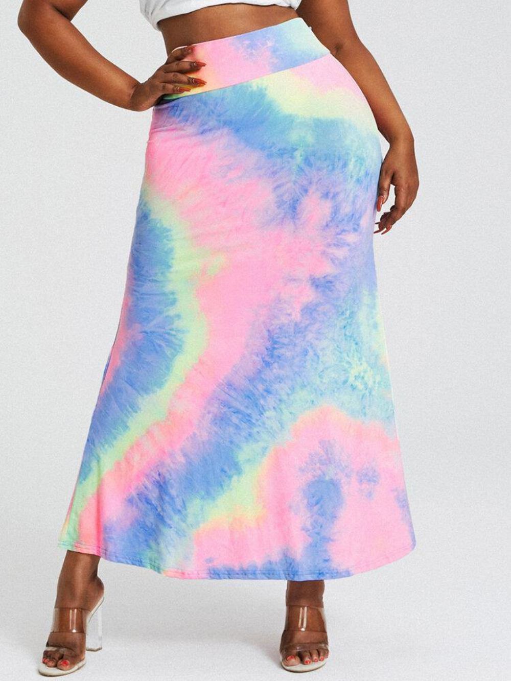 Tie Dye Print Hoge Taille Billen Bodycon Lange Rok