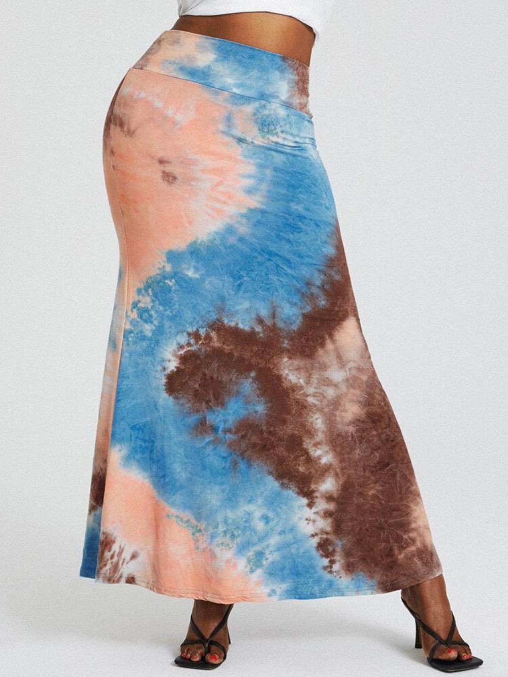 Tie Dye Print Hoge Taille Billen Bodycon Lange Rok