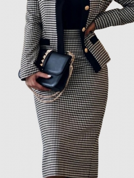 Urban Houndstooth-Rok Met Normale Pasvorm