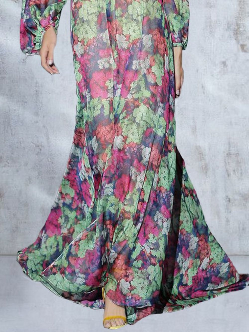 Vacaton Lange Mouw Regular Fit Bloemen Maxi Jurk