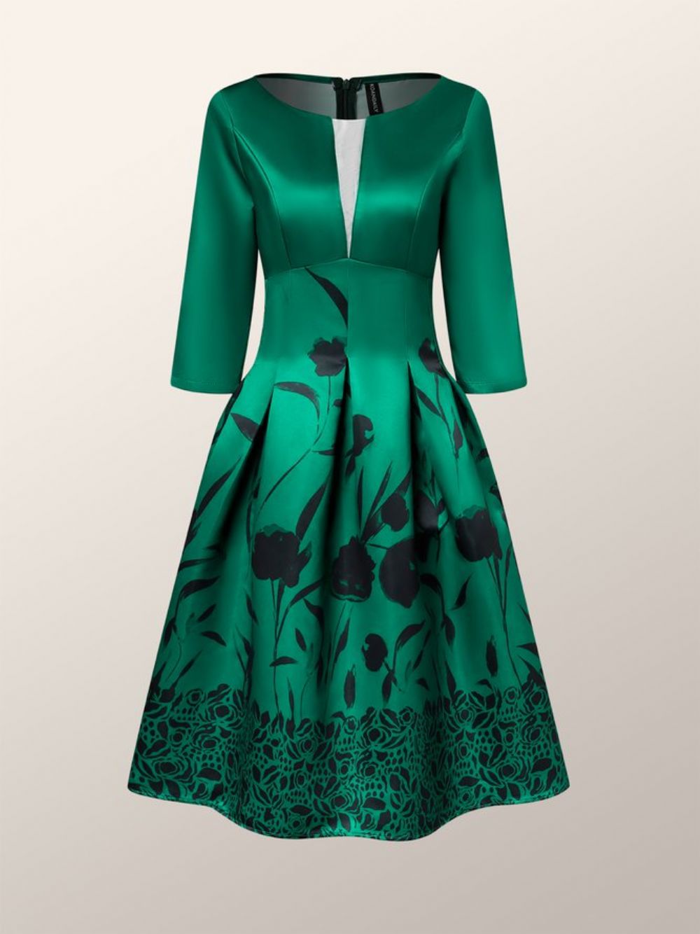 Elegante Driekwart Midi-Jurk Met Bloemenprint