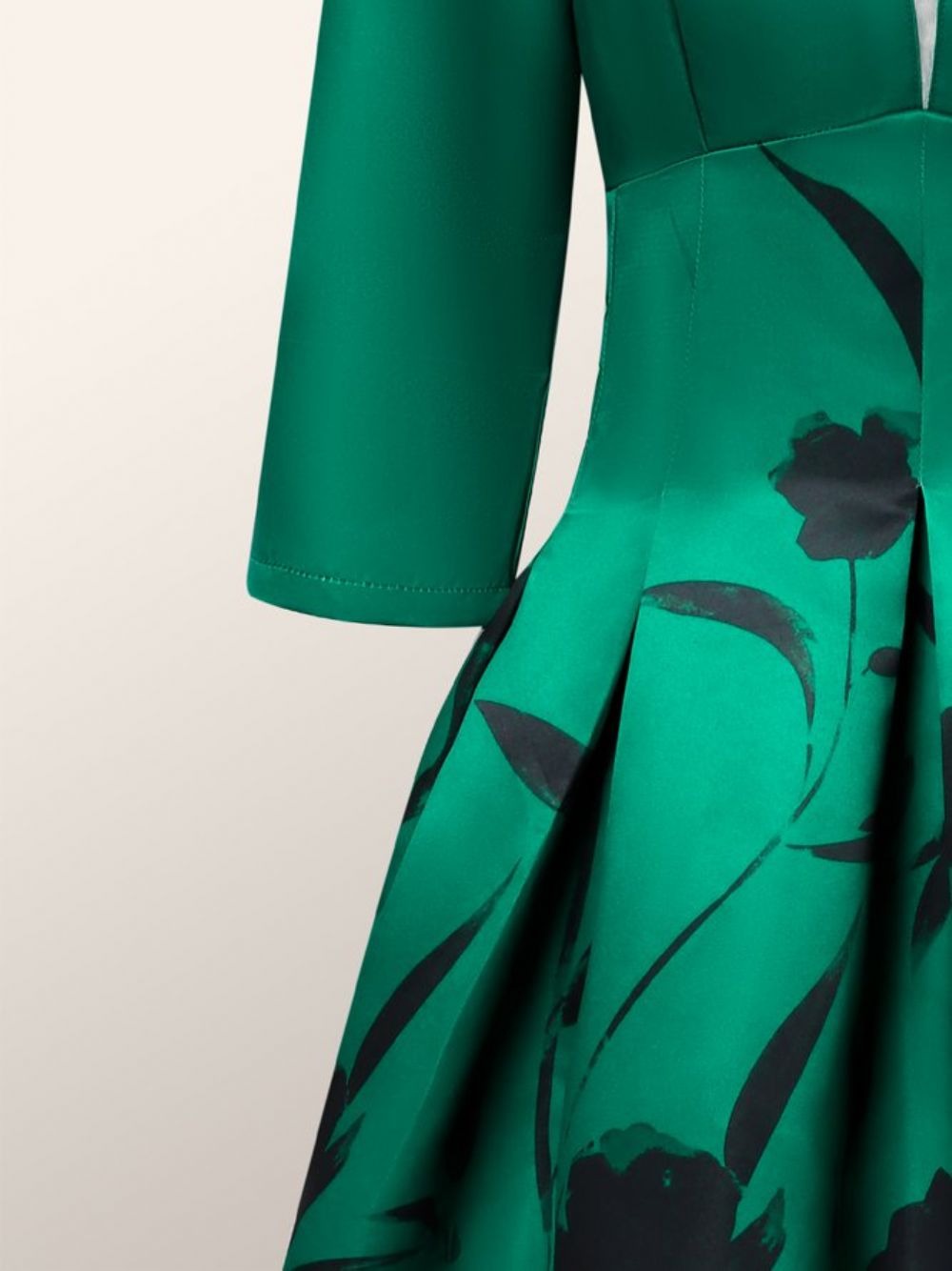 Elegante Driekwart Midi-Jurk Met Bloemenprint