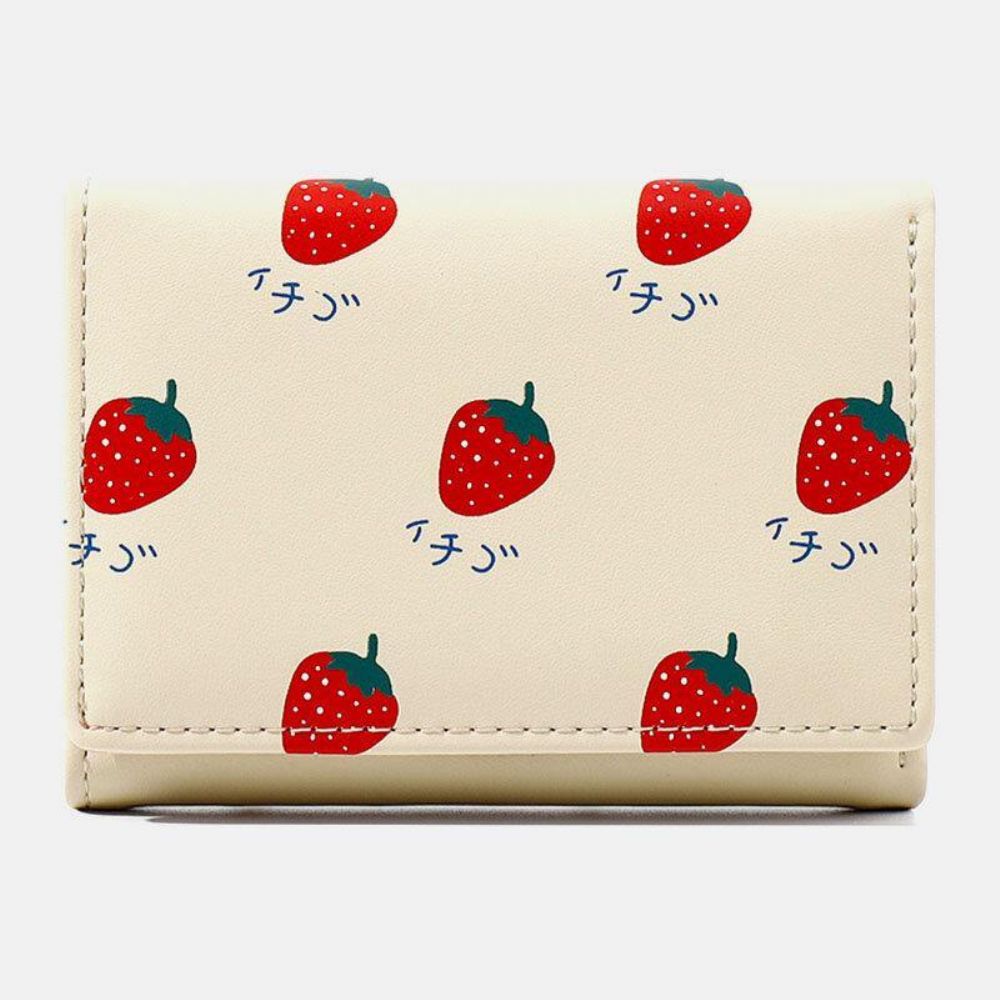 Dames 7 Kaartsleuven Trifold Fruit Bedrukte Portemonnee