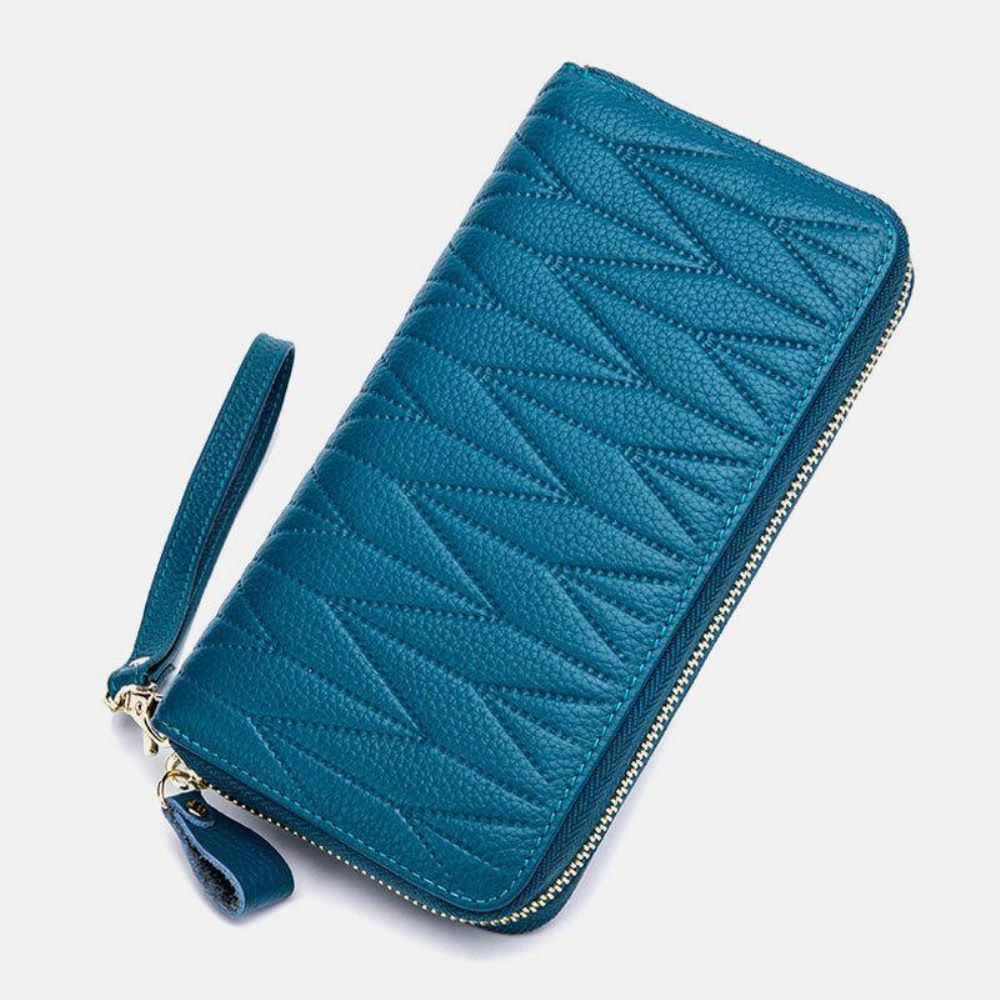 Dames Lederen Rfid-Orgelontwerp Multi-Kaartsleuf Clutch-Portemonnee Lange Portemonnee