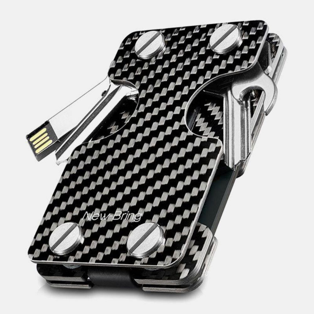 Heren Edc Rfid Aluminium Multifunctioneel Gereedschap Sleutelhanger Card Case Portemonnee Geldclip