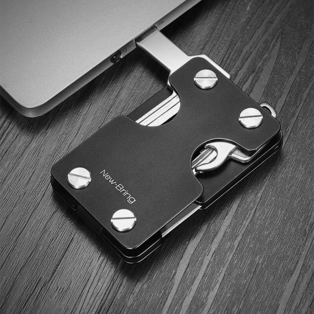 Heren Edc Rfid Aluminium Multifunctioneel Gereedschap Sleutelhanger Card Case Portemonnee Geldclip