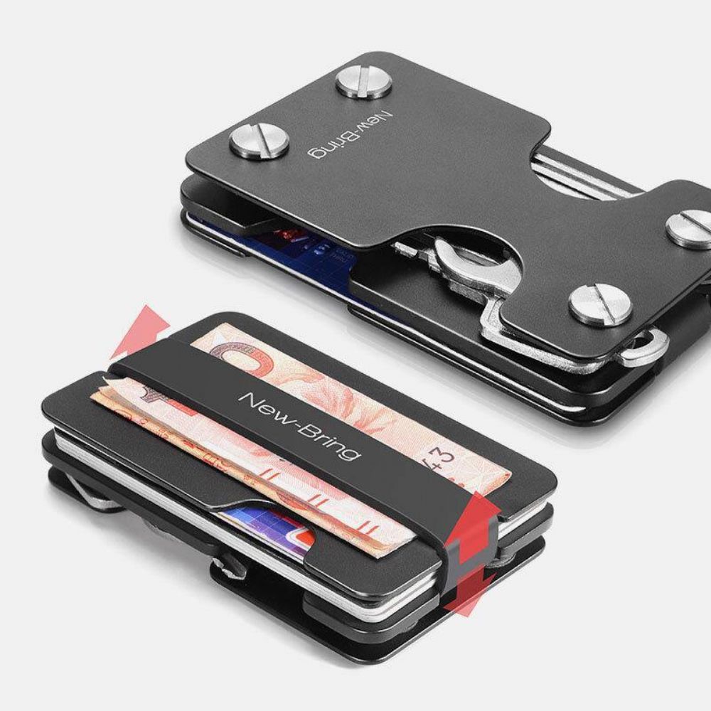 Heren Edc Rfid Aluminium Multifunctioneel Gereedschap Sleutelhanger Card Case Portemonnee Geldclip