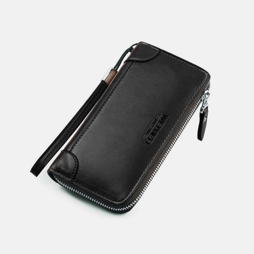 Heren Kunstleer Multi-Slots Retro Zakelijke Grote Capaciteit 5.5 Inch Telefoontas Clutch Portemonnee Kaarthouder Portemonnee