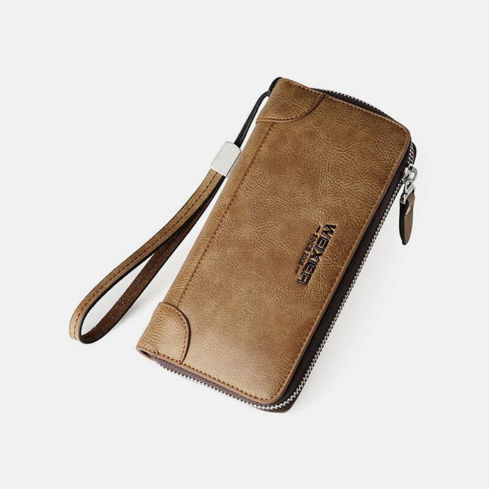 Heren Kunstleer Multi-Slots Retro Zakelijke Grote Capaciteit 5.5 Inch Telefoontas Clutch Portemonnee Kaarthouder Portemonnee