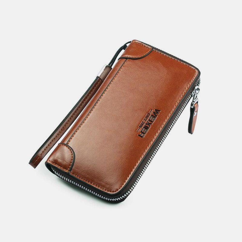 Heren Kunstleer Multi-Slots Retro Zakelijke Grote Capaciteit 5.5 Inch Telefoontas Clutch Portemonnee Kaarthouder Portemonnee