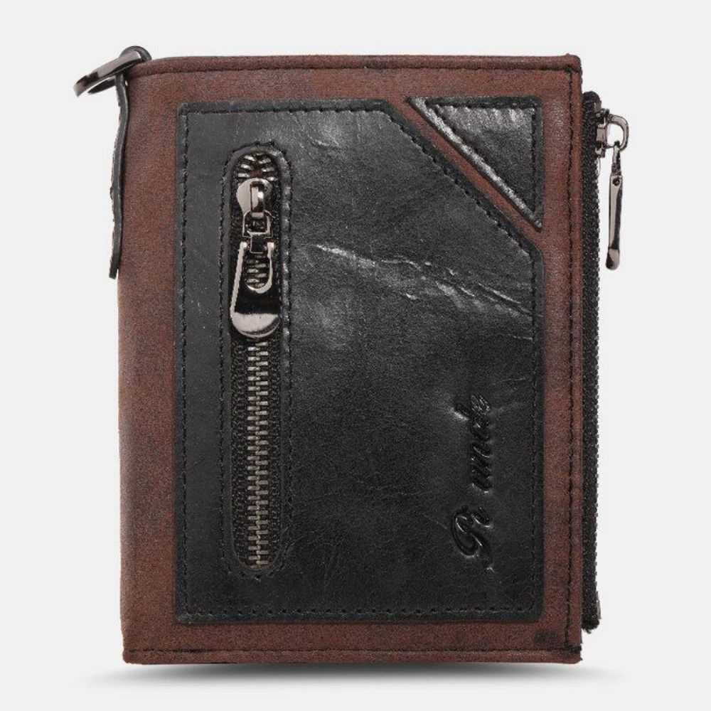 Mannen Bifold Rfid Anti-Diefstal Lederen Portefeuilles Korte Grote Capaciteit Multi-Card Slot Kaarthouder Portemonnee Geld Clip