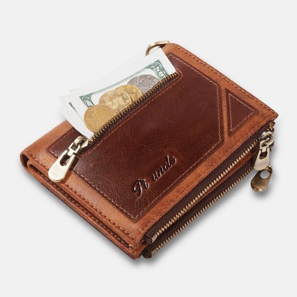 Mannen Bifold Rfid Anti-Diefstal Lederen Portefeuilles Korte Grote Capaciteit Multi-Card Slot Kaarthouder Portemonnee Geld Clip