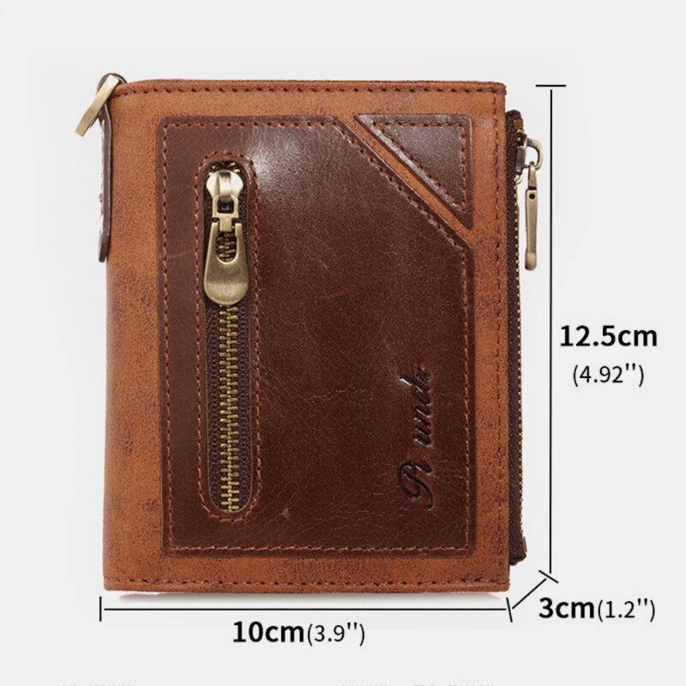 Mannen Bifold Rfid Anti-Diefstal Lederen Portefeuilles Korte Grote Capaciteit Multi-Card Slot Kaarthouder Portemonnee Geld Clip