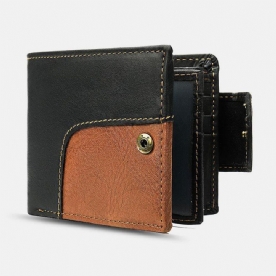 Mannen Echt Leer Bifold Rfid Anti-Diefstal Multi-Card Slot Retro Casual Kaarthouder Munt Portemonnee