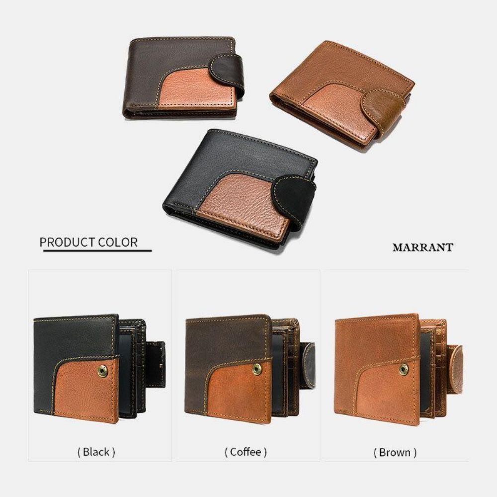 Mannen Echt Leer Bifold Rfid Anti-Diefstal Multi-Card Slot Retro Casual Kaarthouder Munt Portemonnee