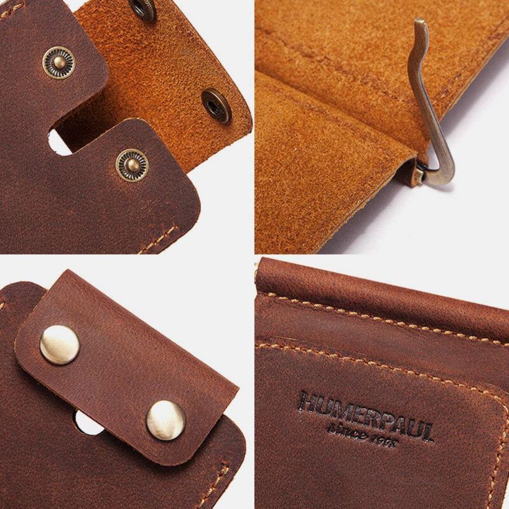 Mannen Lederen Hasp Vintage Multifunctionele Kaarthouder Geld Clips Portemonnee Portemonnee