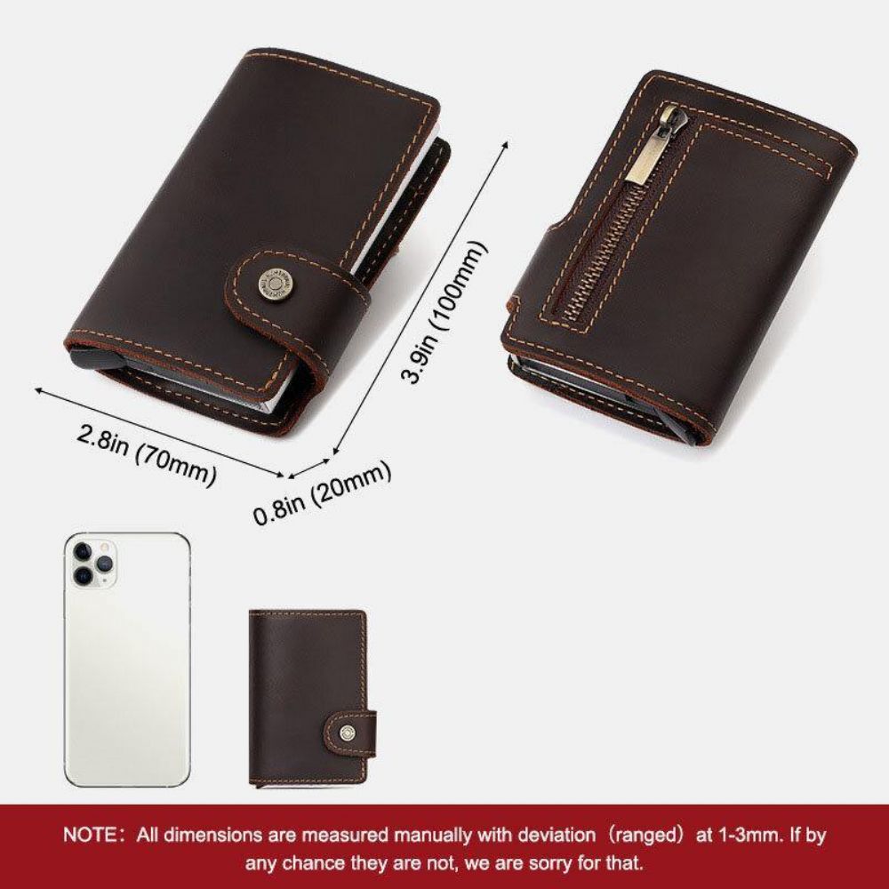 Mannen Lederen Multi-Card Slot Rfid Anti-Diefstal Vintage Business Casual Kaarthouder Geld Clips Portemonnee Portemonnee