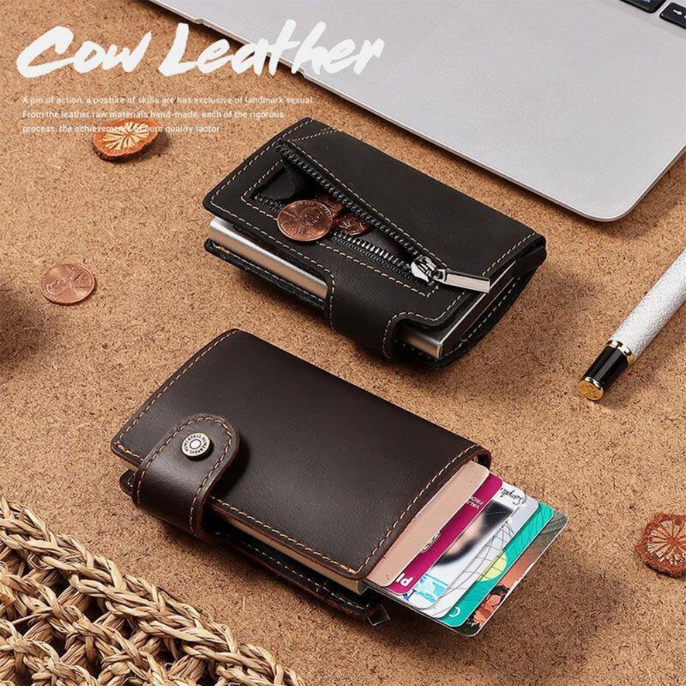 Mannen Lederen Multi-Card Slot Rfid Anti-Diefstal Vintage Business Casual Kaarthouder Geld Clips Portemonnee Portemonnee