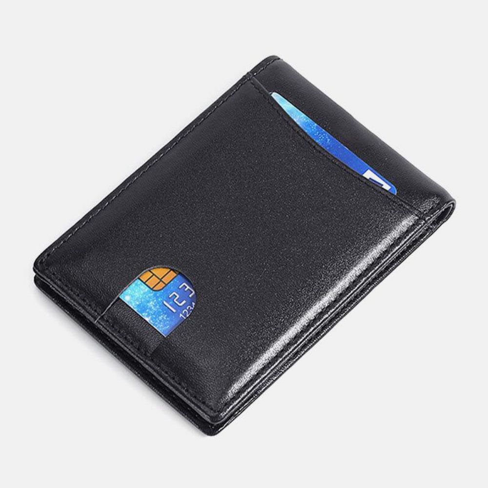 Mannen Lederen Rfid Anti-Diefstal Push Card Slot Multi-Slot Licentie Case Kaarthouder Portemonnee