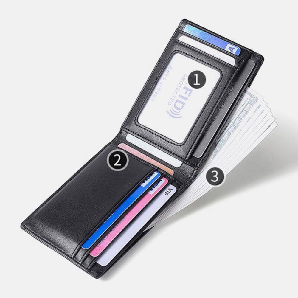 Mannen Lederen Rfid Anti-Diefstal Push Card Slot Multi-Slot Licentie Case Kaarthouder Portemonnee