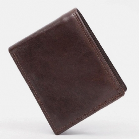 Mannen Lederen Rfid Anti-Diefstal Vintage Korte Multi-Card Slot Kaarthouder Portemonnee Bifold Geld Clip Portefeuilles