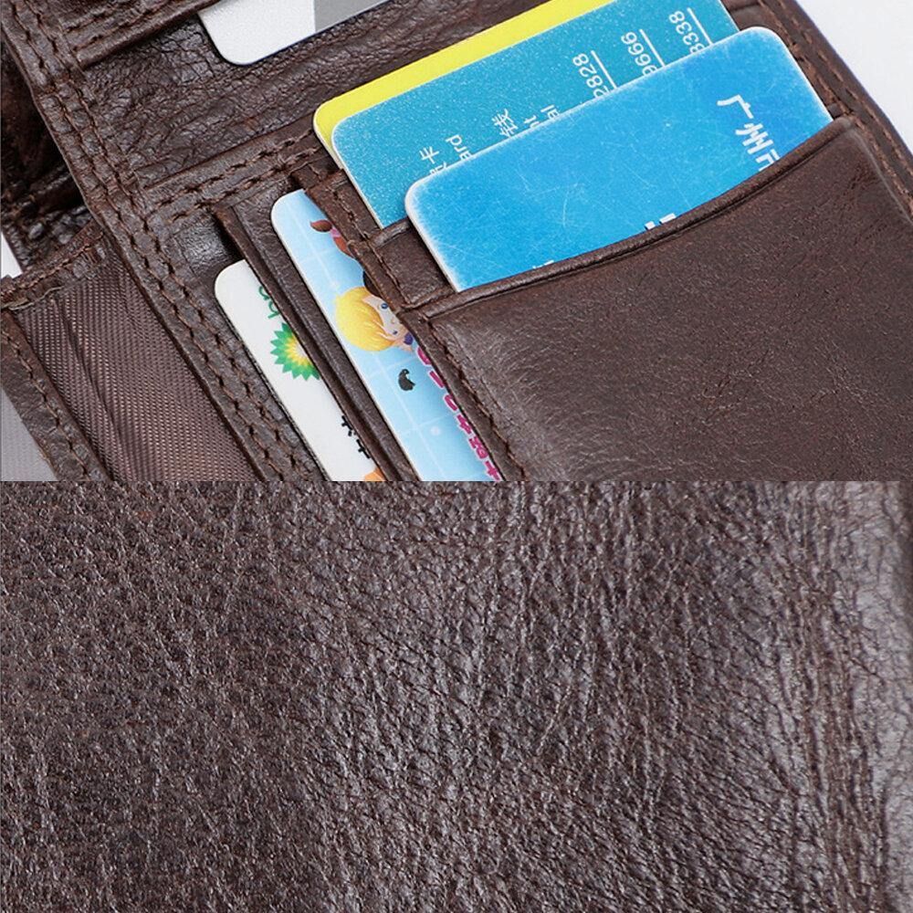 Mannen Lederen Rfid Anti-Diefstal Vintage Korte Multi-Card Slot Kaarthouder Portemonnee Bifold Geld Clip Portefeuilles