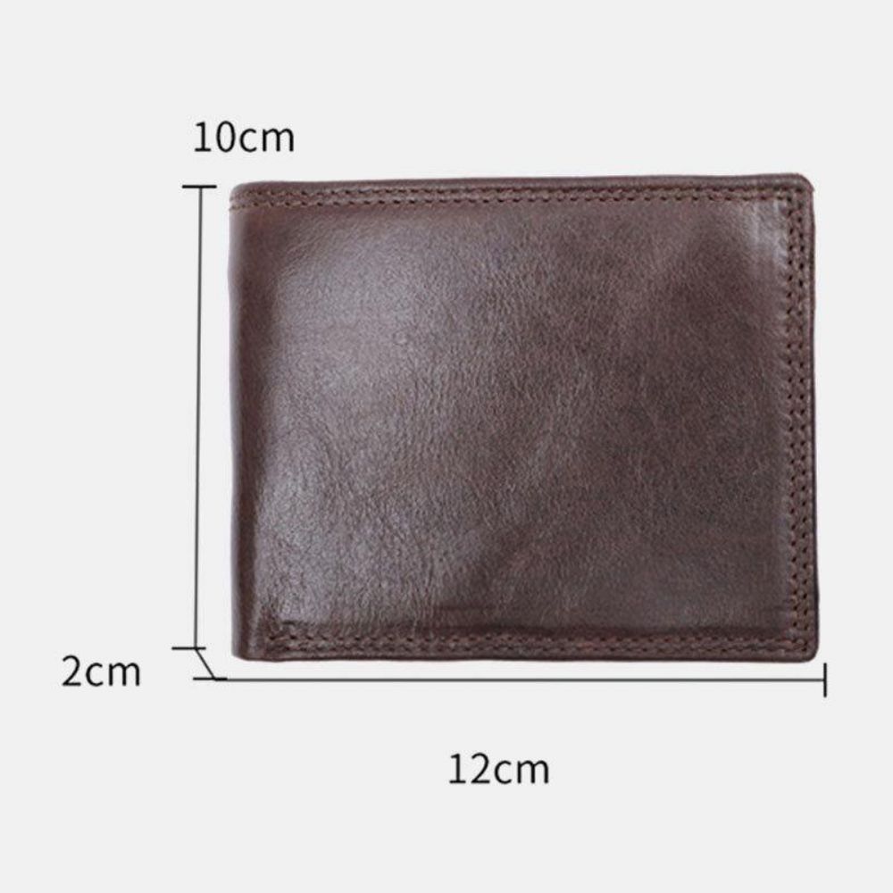 Mannen Lederen Rfid Anti-Diefstal Vintage Korte Multi-Card Slot Kaarthouder Portemonnee Bifold Geld Clip Portefeuilles