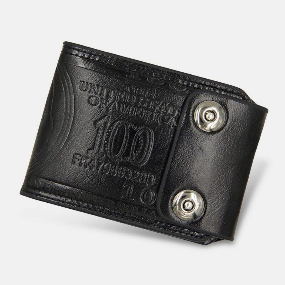 Mannen Pu Lederen Dollar Patroon Bifold Sort Multi-Card Slot Kaarthouder Portemonnee Portemonnee