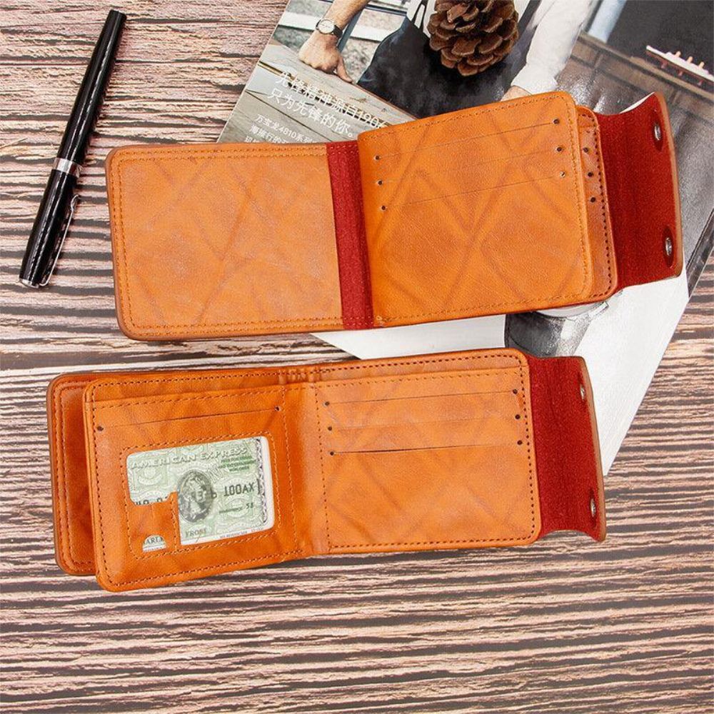 Mannen Pu Lederen Dollar Patroon Bifold Sort Multi-Card Slot Kaarthouder Portemonnee Portemonnee